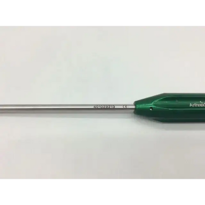 Green-handled arthrex ar-1920tb orthopedic punch with metallic shaft for precise orthopedic surgical use