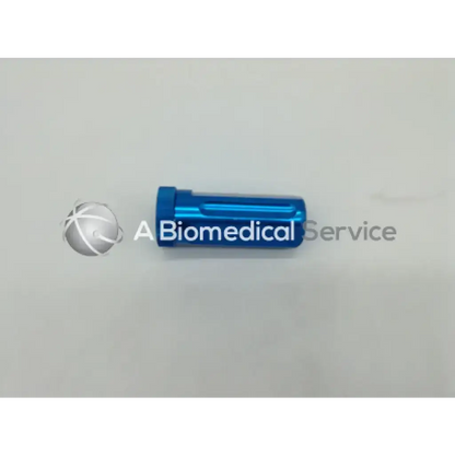 Blue metallic cylindrical medical device component of arthrex ar-1927 ad5=607 box=11 for surgical use