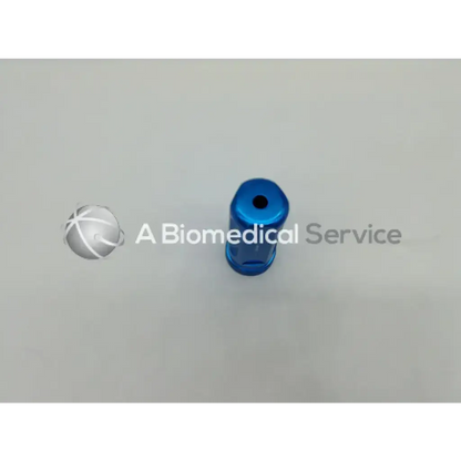 Blue cylindrical medical device arthrex ar-1927 with central hole and textured surface for orthopedic use ad5=607 box=11