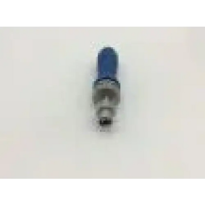 Blue and silver car headlight bulb with metallic base shown alongside arthrex ar-1999 screw driver handle