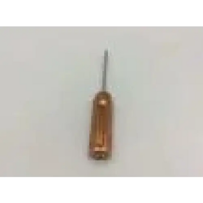 A copper-colored arthrex ar-6563 obturator with a wooden handle and metallic shaft for precise surgical use