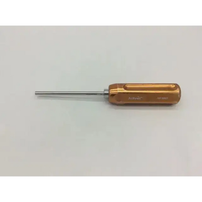 Bronze-colored ergonomic handle with stainless steel shaft on arthrex ar-6563 obturator model ar-9820