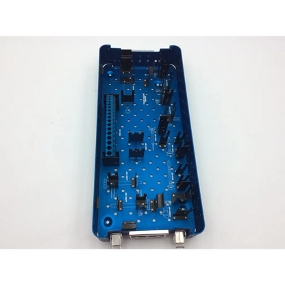 Blue metallic arthrex graft prep station set ar-2950c control panel with black connectors and silver ports