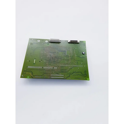 Green rectangular ascom rechboa a21a9615 circuit board with silver connectors and copper traces featuring spacelabs mpc860 cpu