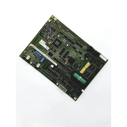 Green printed circuit board with electronic components and connectors of ascom rechboa a21a9615 model