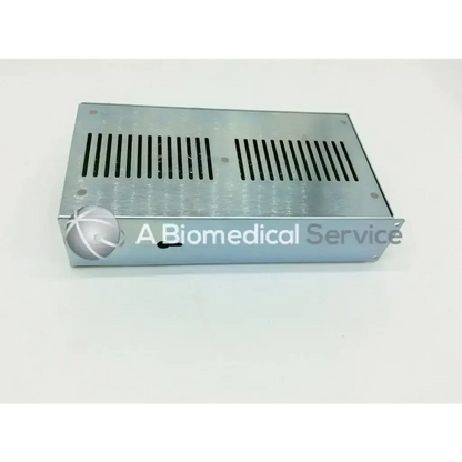 Silver metallic asp sterrad rev b distribution assy device with black slits and biomedical service atom logo on front
