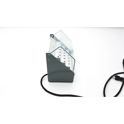 Gray metal and clear acrylic asp sterrad lab incubator display stand with black power cord for 100-120v use
