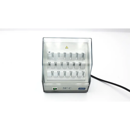 Silver asp sterrad 21005 lab incubator with transparent front panel and 18 well slots operating at 100-120v