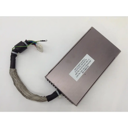 Gray metal rectangular asp sterrad nx rev c power supply with braided cable and multi-colored wires for medical use