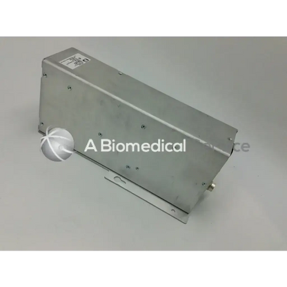 Silver metallic rectangular medical power supply with mounting bracket and label for asp sterrad nx power rev g bbcc