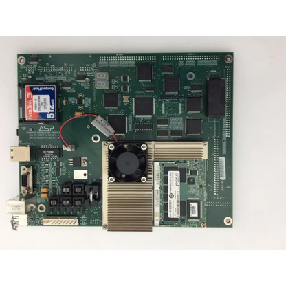 Green asp sterrad nx sterilizer universal control board with black integrated circuits cooling fan and heat sink assembly