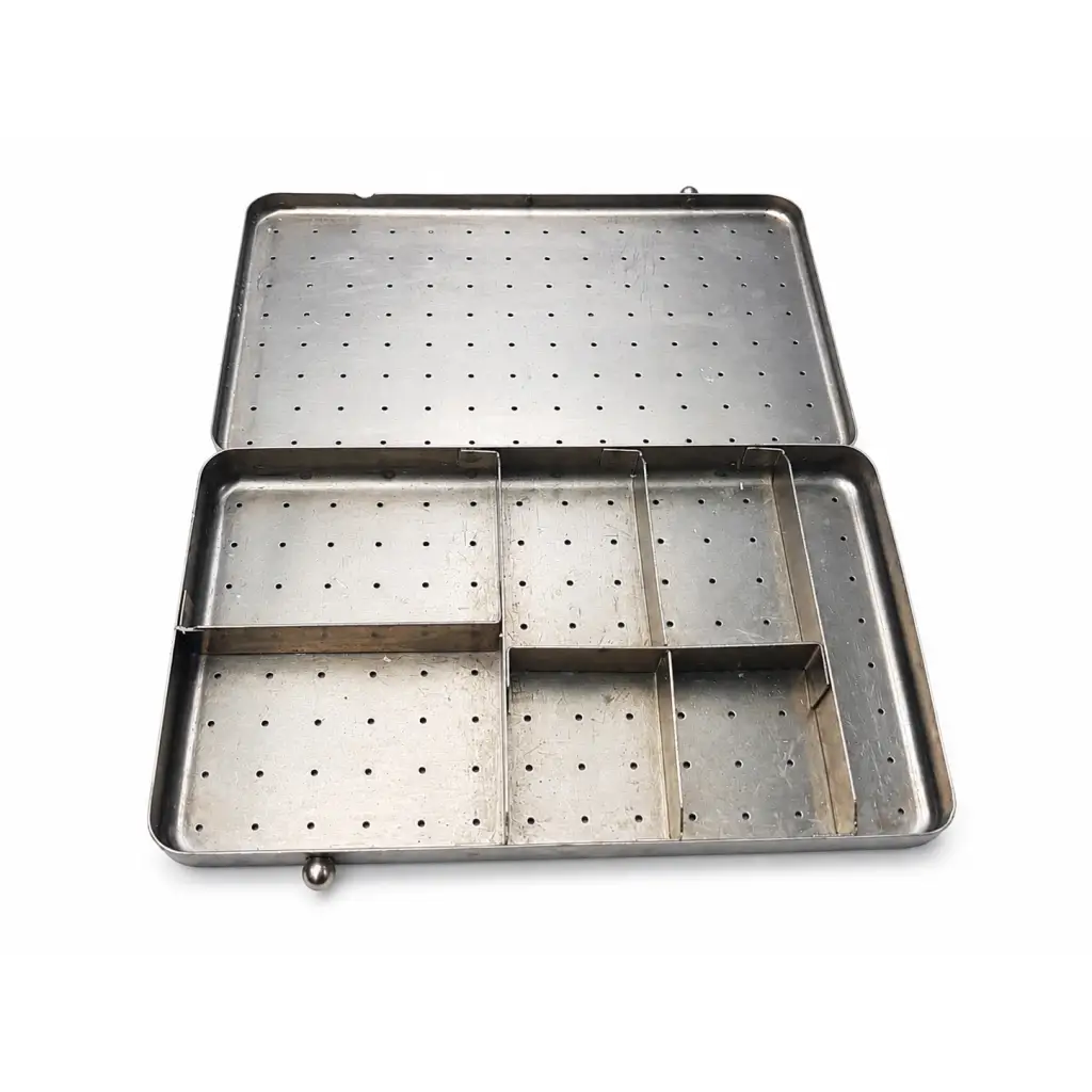 Assi stainless steel perforated instrument sterilization case with dividers for efficient instrument sterilization