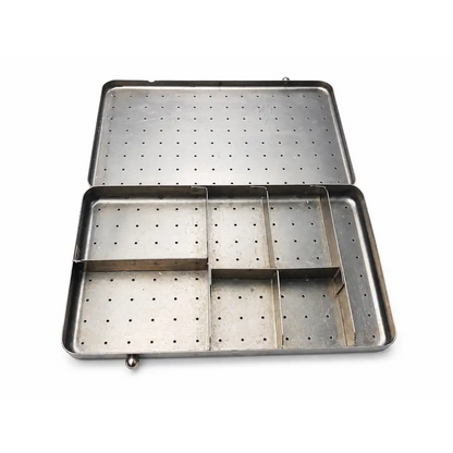 Assi stainless steel perforated instrument sterilization case with dividers for efficient instrument sterilization