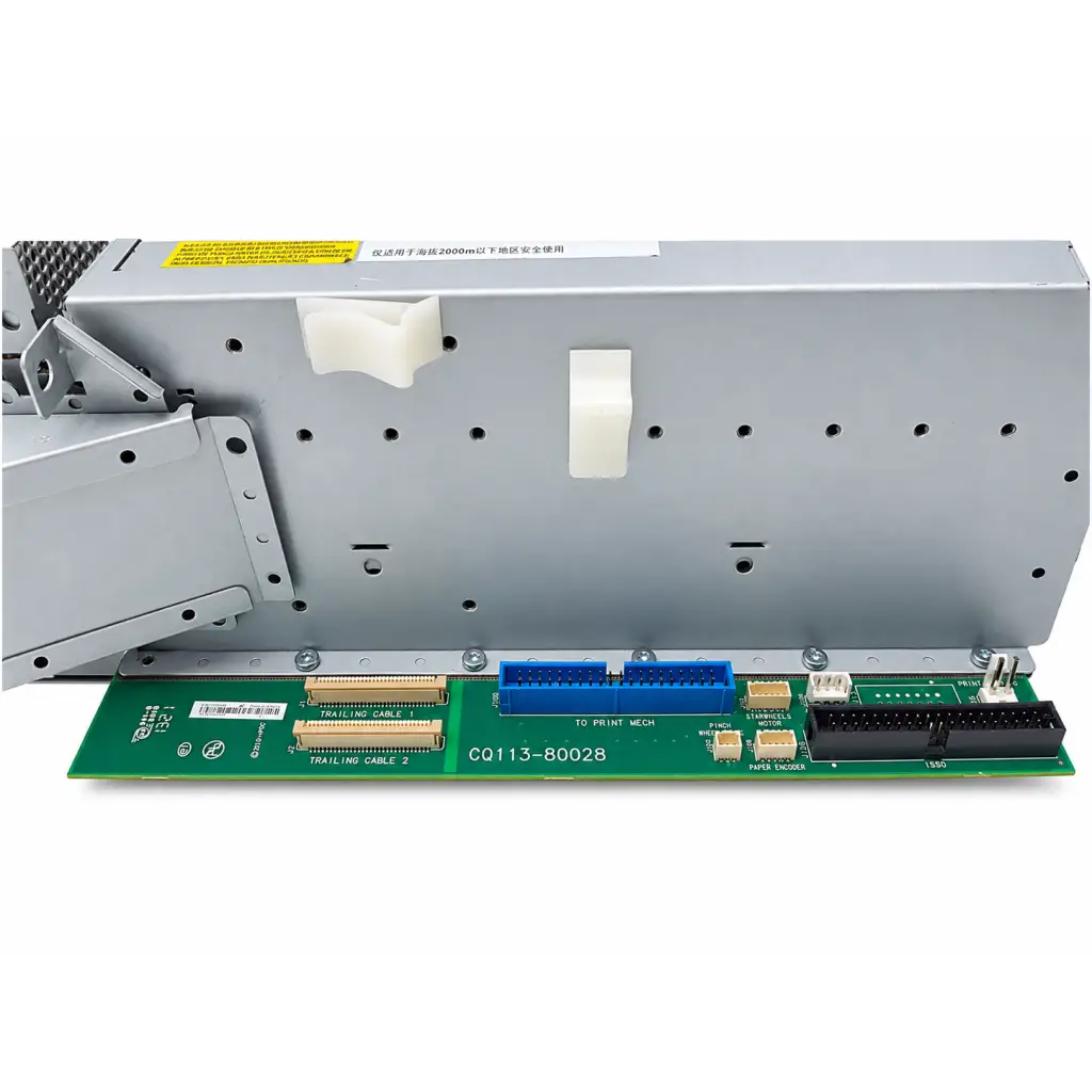 Silver metallic astec aa23900l 422w power supply main pca board with green circuitry and blue black connectors