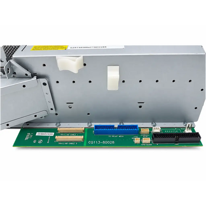 Silver metallic astec aa23900l 422w power supply main pca board with green circuitry and blue black connectors