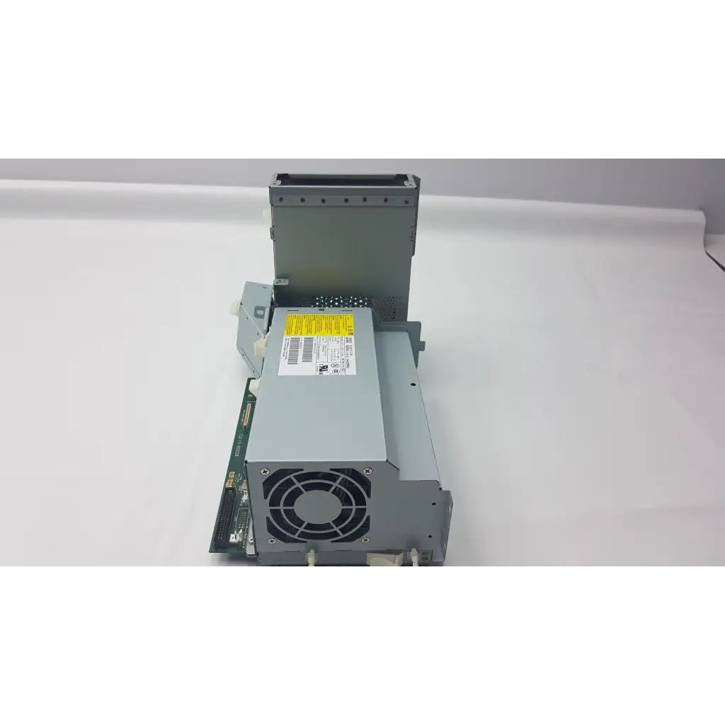 Gray metal astec aa23900l 422w power supply with black fan grille yellow warning label and main pca board