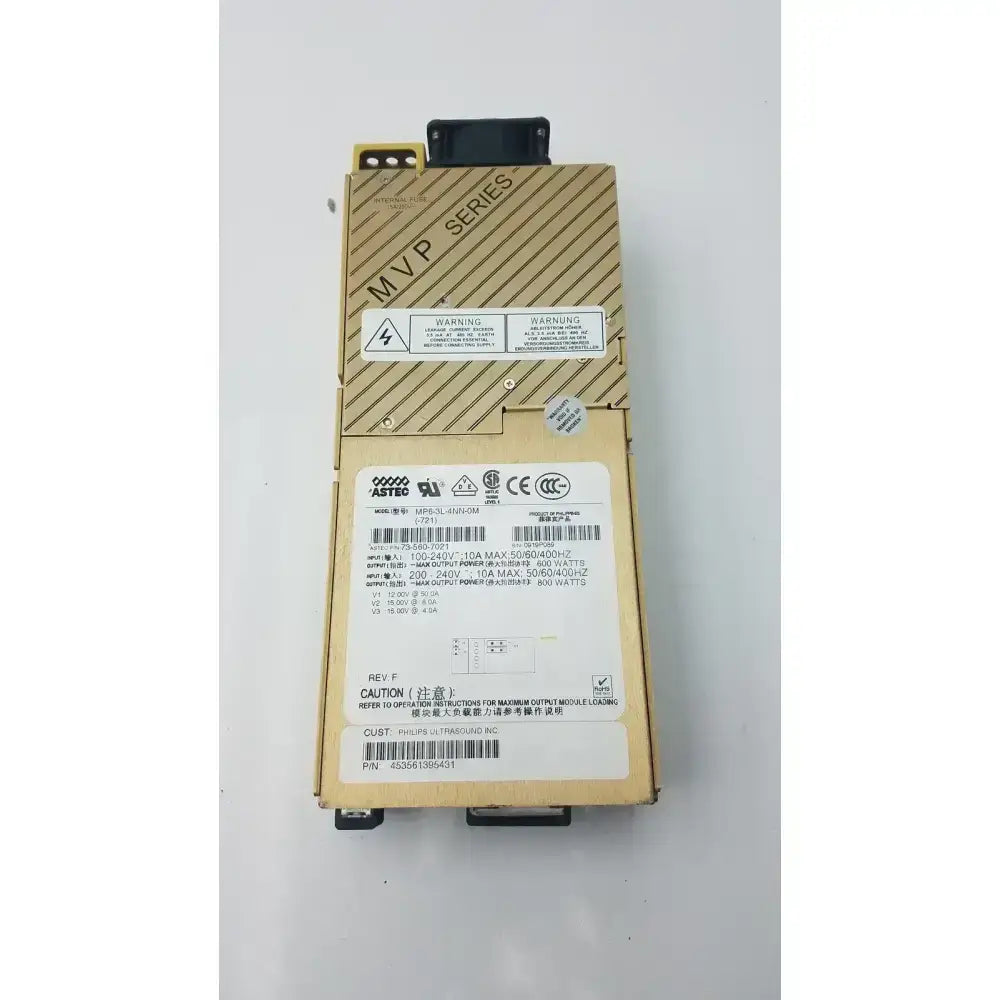 Beige astec mp6-3l-4nn-0m modular power supply with diagonal stripes and black mounting bracket for efficient modular power