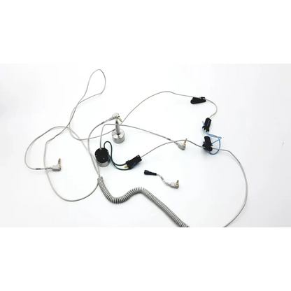 Silver coiled cable with multiple connectors and black plastic parts for audioscan verifit model vf-1 hearing aid analyzer