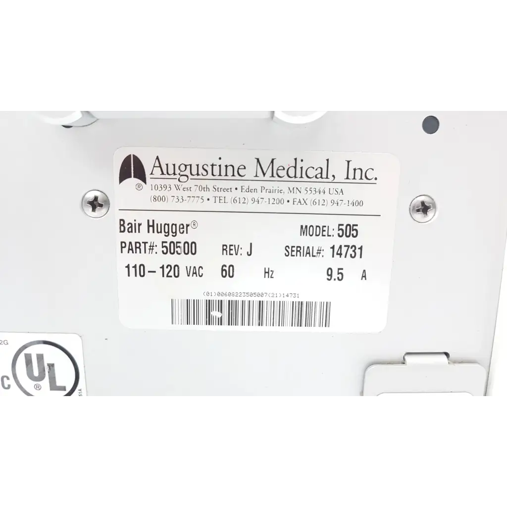 White plastic patient warming unit augustine medical bair model 505 medical bair hugger device