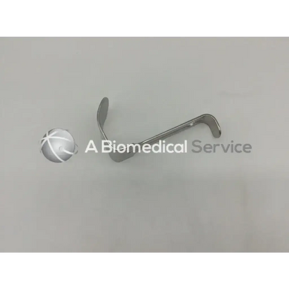 Silver surgical laryngoscope handle with curved ends and central bar for austos us100201 abdominal retractor use