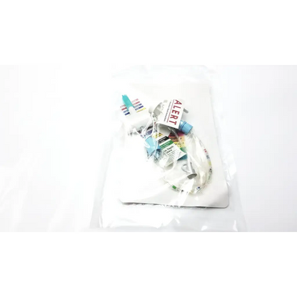 Medical alert identification kit with white plastic card and blue green parts for avanos ballard closed suction system