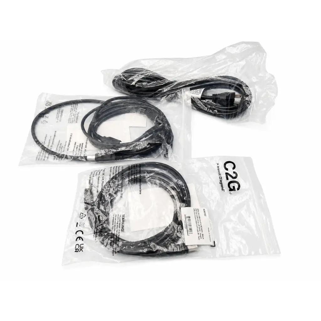 Black power cords individually packaged with labels for avery weigh-tronix eyecon 9400 visual counting medical equipment accessory