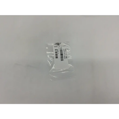 A clear plastic bag containing a small packaged lockscrew ad5-320 mechanical component with printed labeling and barcode
