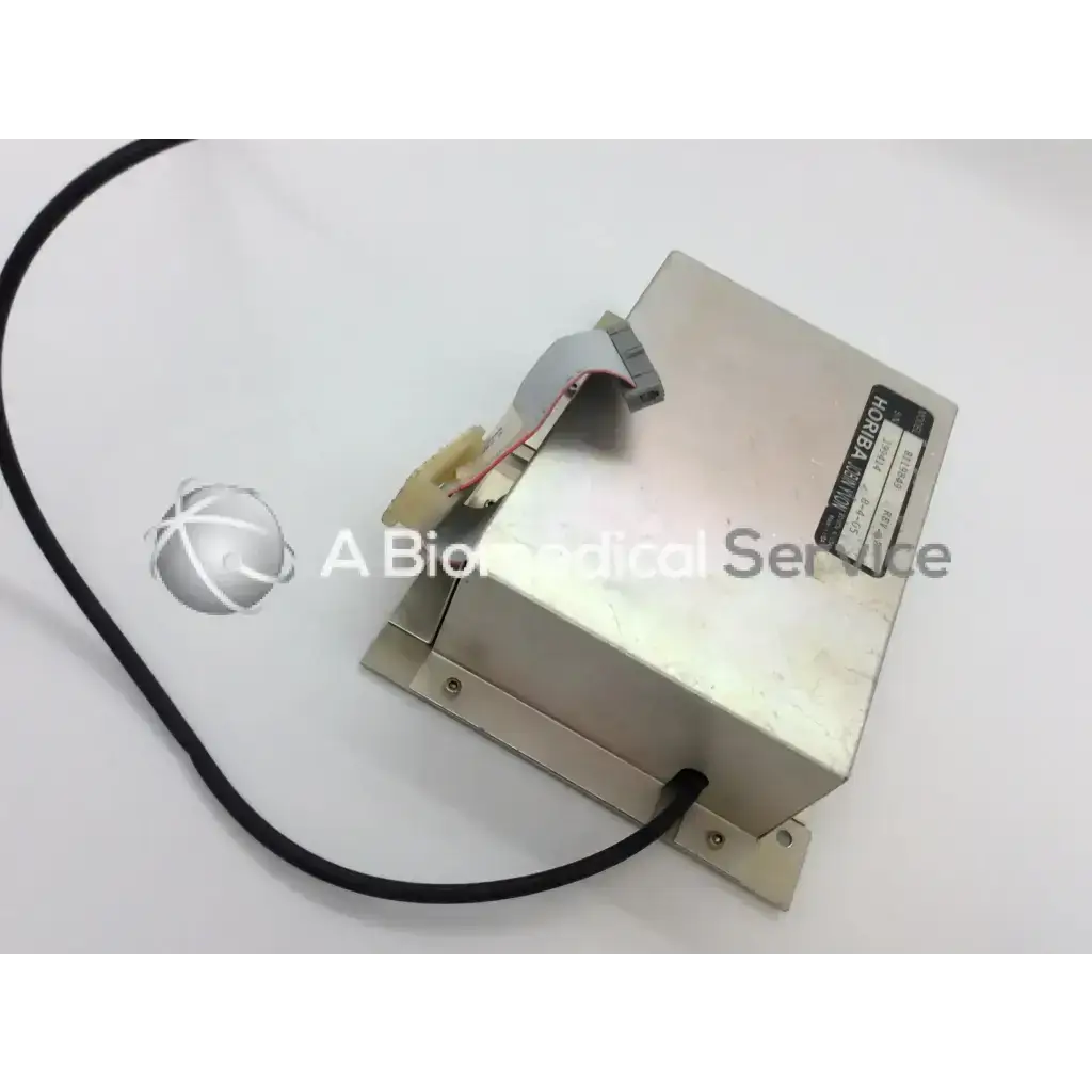 Silver metallic rectangular b119849 horiba spectrometer medical device with black cable and horiba label