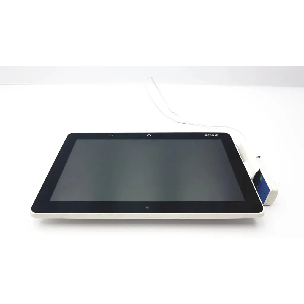 Black and white barco ja018 smart terminal with sleek rectangular design bedside multi-touch screen tablet