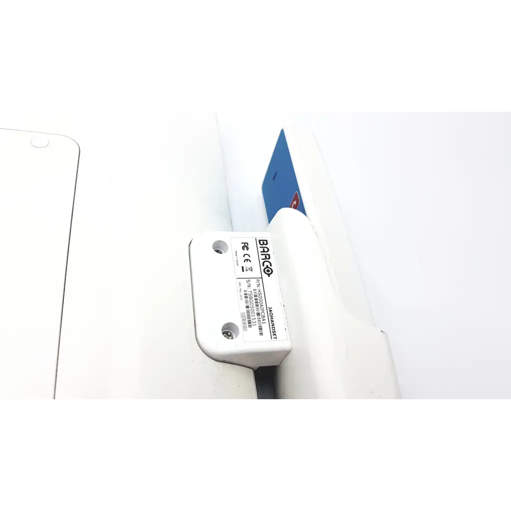 White plastic barco xa04125l device with blue card inserted for barco ja018 bedside multi-touch screen smart terminal use