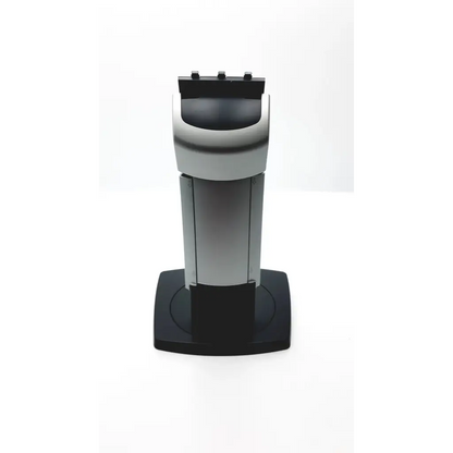 Silver and black adjustable barco single head stand coronis k9302030a with sleek modern design for monitor support