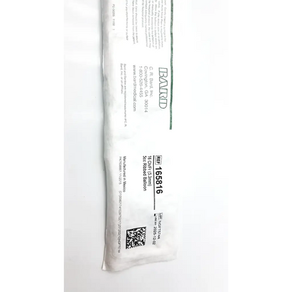 White sterile medical package containing a 3mm diameter rubber balloon for surgical use bardex all-silicone foley catheter