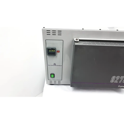 Silver barnstead thermolyne muffle furnace f62735 with digital display showing 0.143 for laboratory use