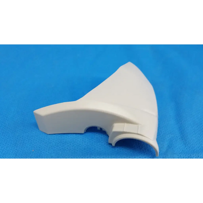 White plastic base arm joint cover for left side of Topcon TRC-NW8 retinal camera front fender housing