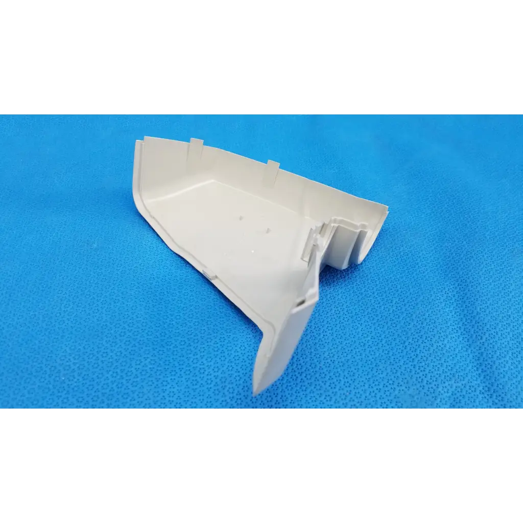 Off-white plastic base arm joint cover with molded edges and mounting tabs for right side topcon trc-nw8 retinal camera