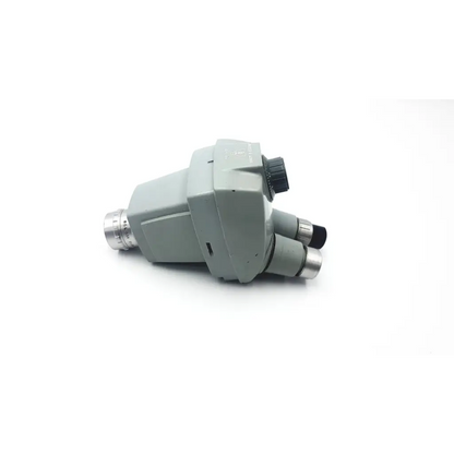 Gray plastic microscope head stereozoom with black and silver metallic components by bausch and lomb