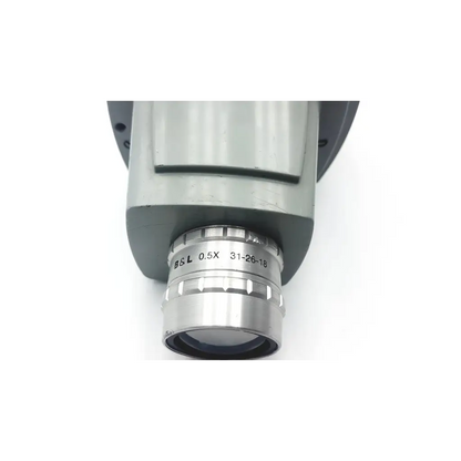 Silver 0.5x bsl microscope objective lens with metallic finish and engraved markings for Bausch & Lomb microscope head stereozoom