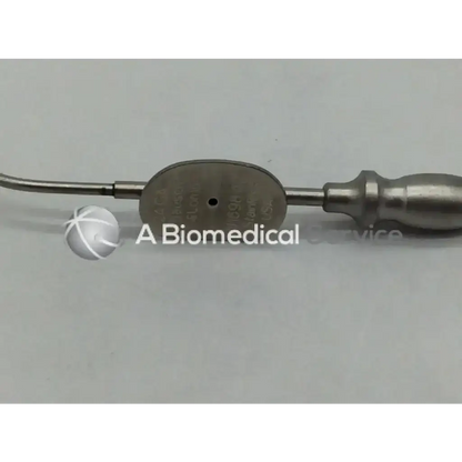 Stainless steel bausch n1698 schuknecht suction tube with curved tip and ergonomic handle in silver color
