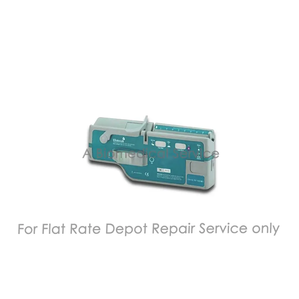Teal and gray baxa microfuse dual rate medical equipment with control buttons and indicator lights for repair service