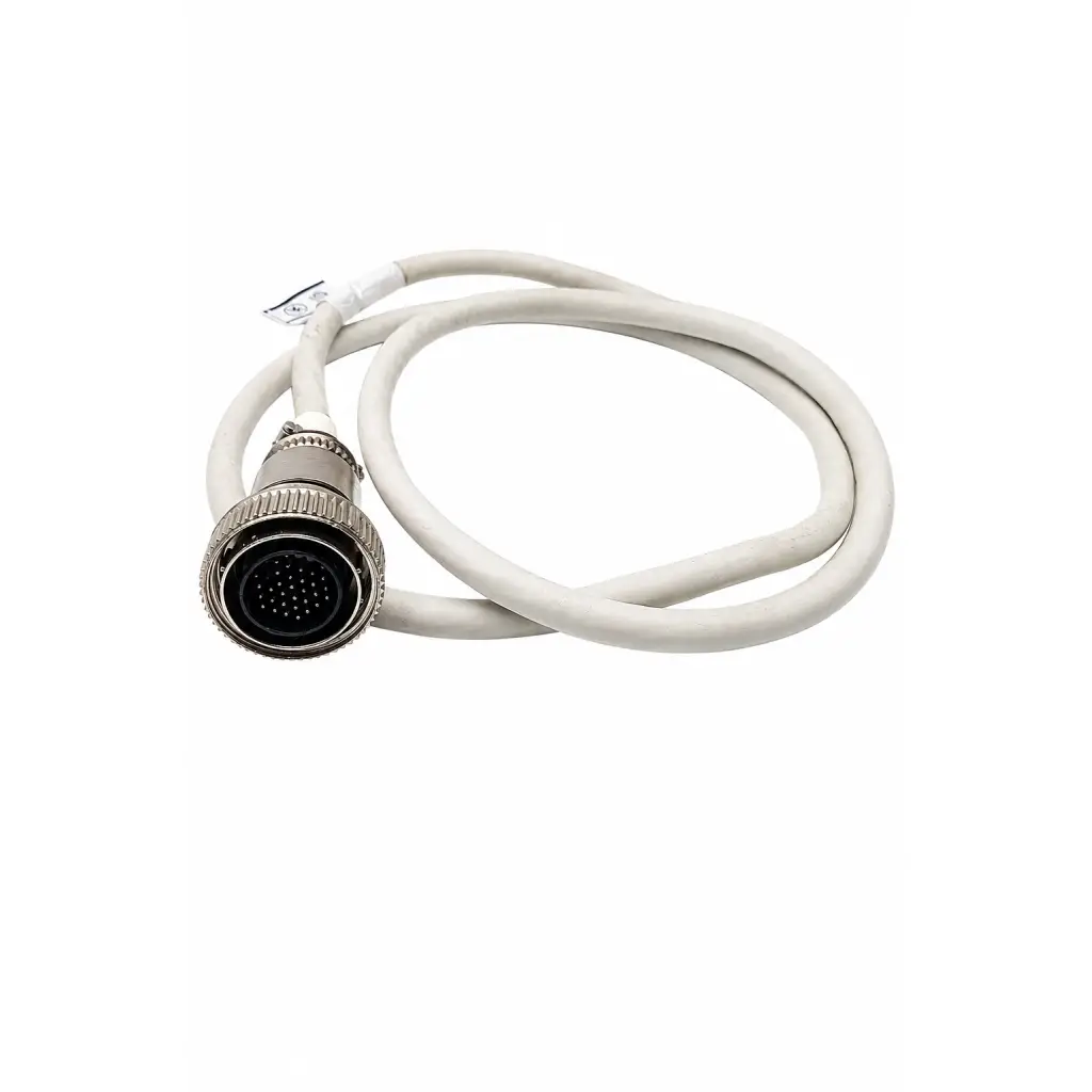 White coiled cable with metallic threaded connector for bayer medrad mark v plus biomed certified injector head