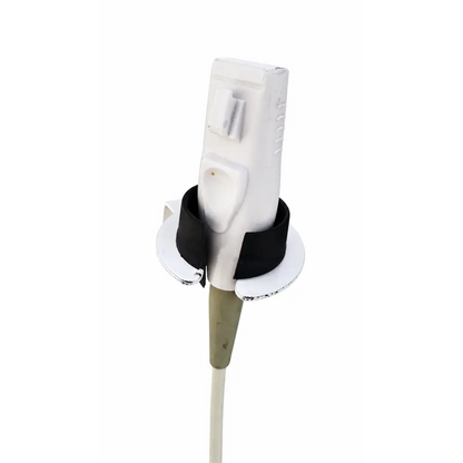 White plastic electrical plug with black rubber strap and metallic base for biomed certified bard site-rite prevue+ system