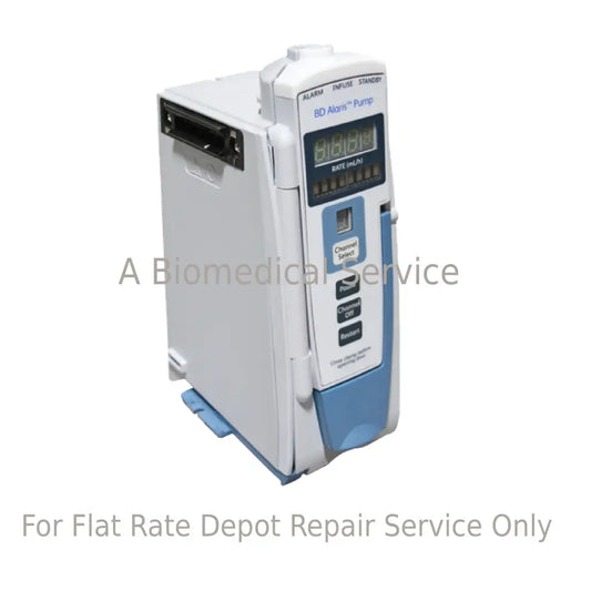 White and blue bd carefusion alaris 8100 pump module with digital display and buttons for medical equipment repair service