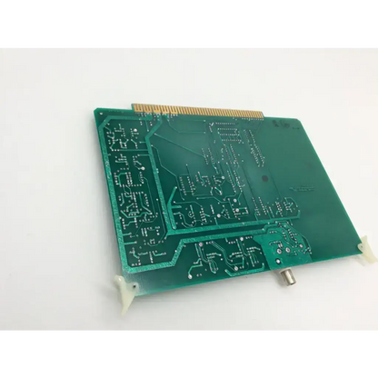 Green printed circuit board with gold connector pins and silver solder points for becton dickinson fsc amplifier rev c