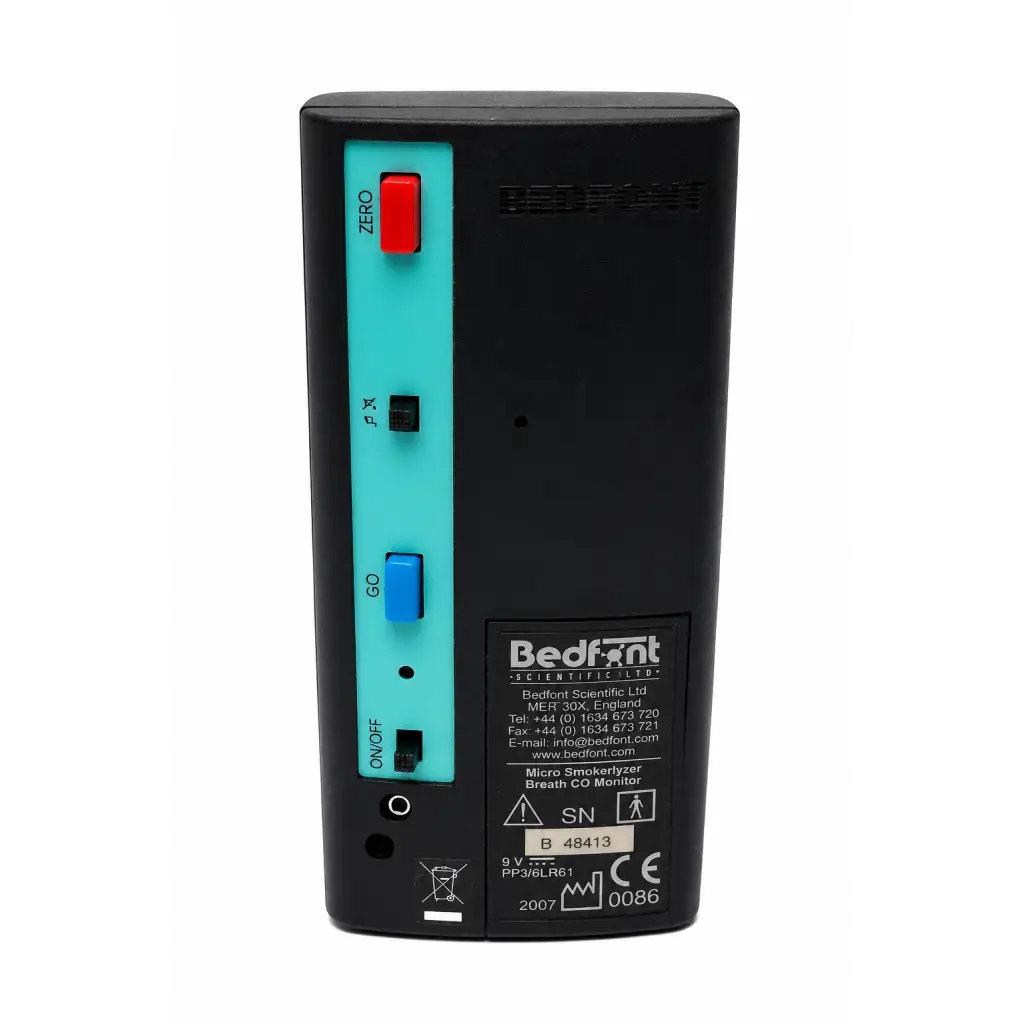 Black rectangular bedfont micro smokerlyzer breath co monitor biomed certified device for smoking analysis