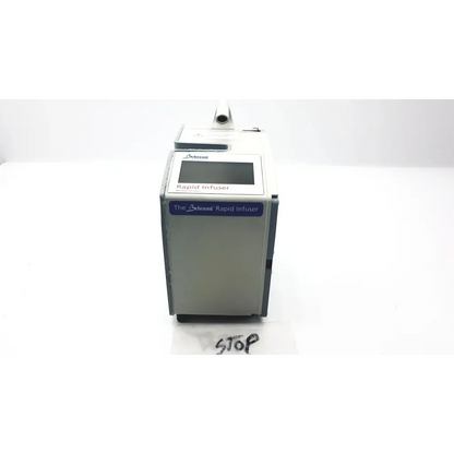 Silver-gray belmont rapid infuser 750ml medical device with digital display and blue branding label for rapid fluid delivery