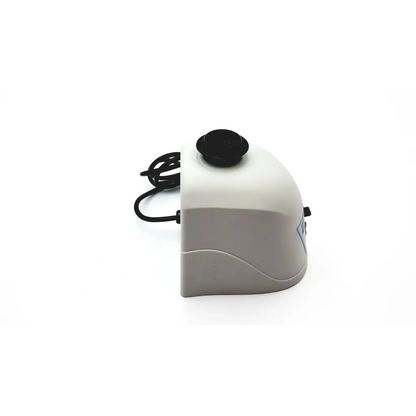 Gray plastic water pump with black circular top and coiled power cord for benchmark scientific bv1000 vortex mixer