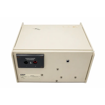 Beige metal bio-rad 1652087 gene pulser capacitance extender module with black panel and red black input jacks biomed certified