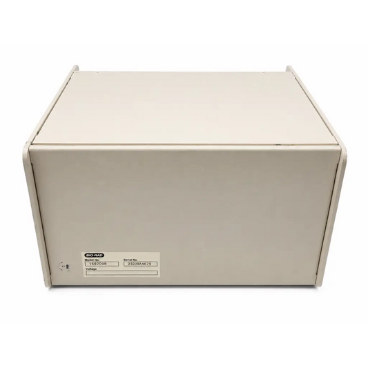 Beige rectangular metal bio-rad gene pulser pulse controller module with model number 1592038