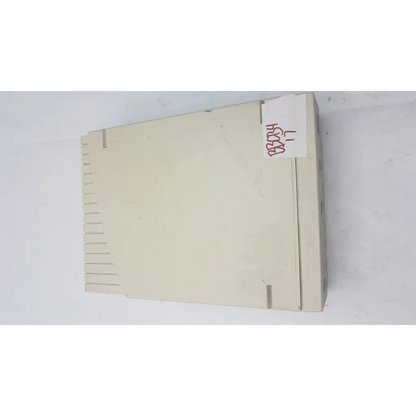 Beige plastic bio-rad powerpac 300 electrophoresis power supply with vertical ventilation slots and handwritten label on top edge