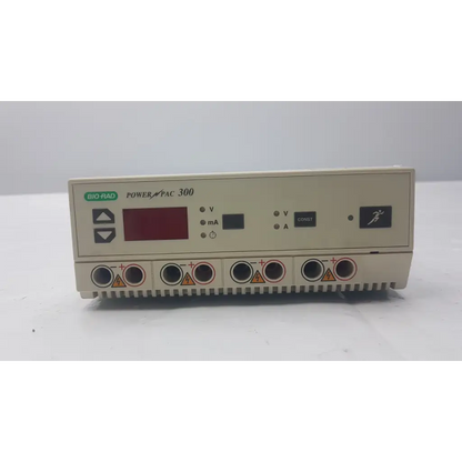 Beige bio-rad powerpac 300 electrophoresis power supply with digital display and multiple ports for precise electrophoresis power